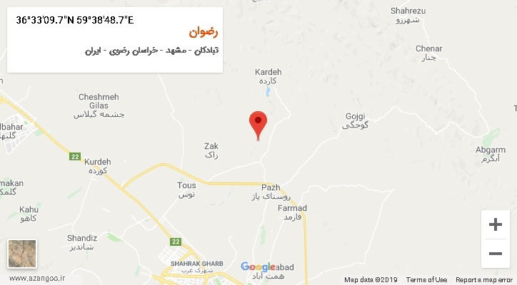 روستای رضوان بر روی نقشه