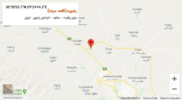 روستای رضویه(قلعه سیاه) بر روی نقشه