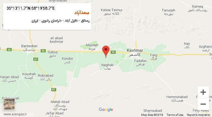 روستای سعدآباد بر روی نقشه