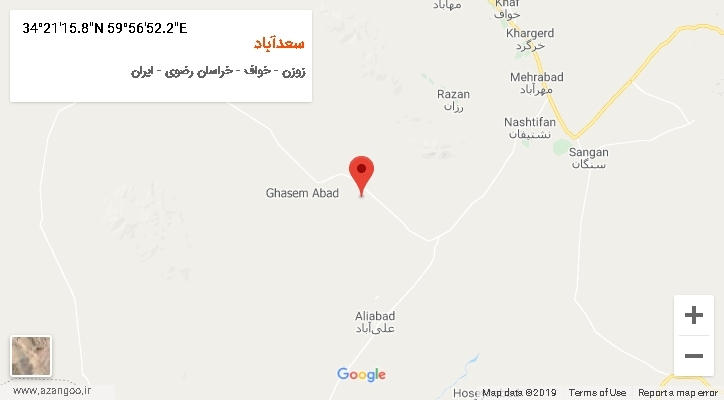 روستای سعدآباد بر روی نقشه