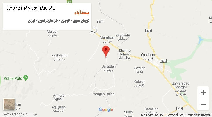روستای سعدآباد بر روی نقشه