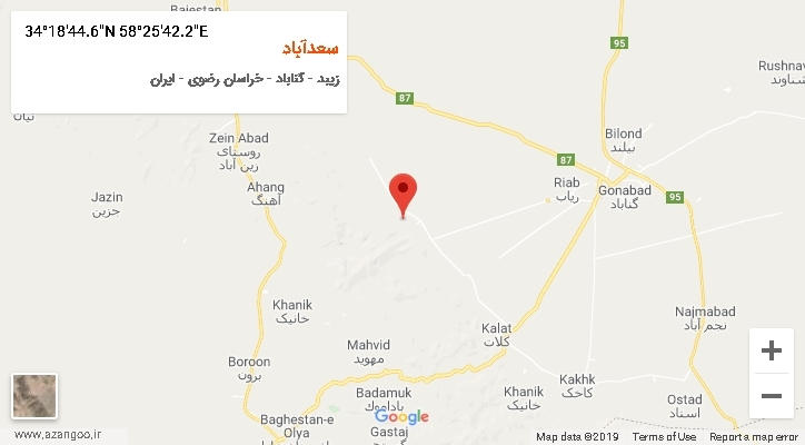 روستای سعدآباد بر روی نقشه