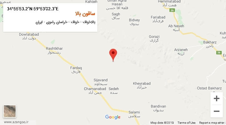 روستای ساقون بالا بر روی نقشه