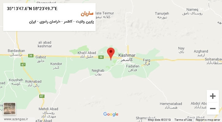 روستای ساربان بر روی نقشه