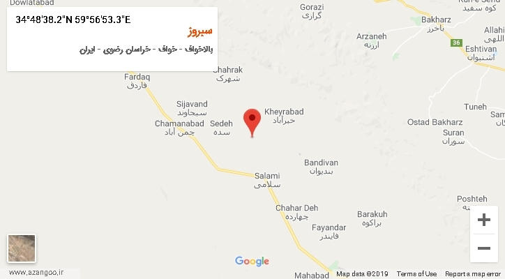 روستای سبروز بر روی نقشه