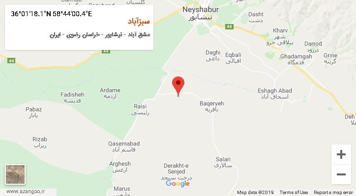 روستای سبزآباد بر روی نقشه