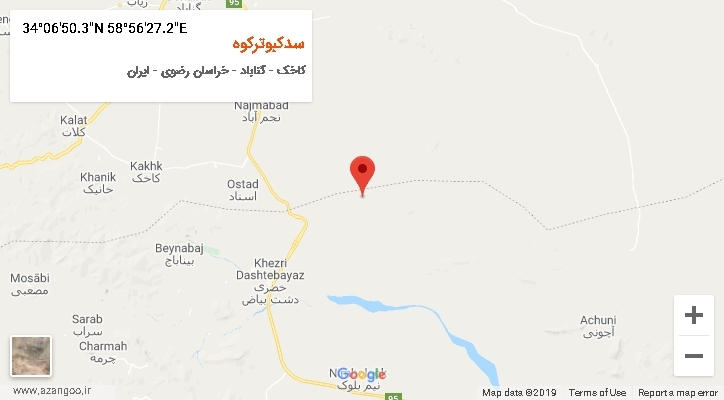 روستای سدکبوترکوه بر روی نقشه