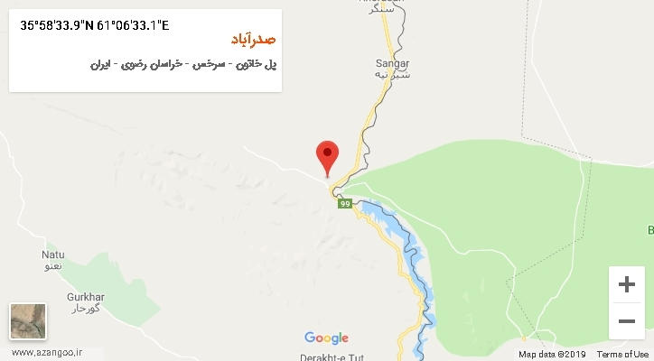 روستای صدرآباد بر روی نقشه