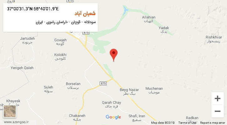 روستای شعبان آباد بر روی نقشه