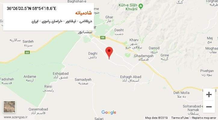 روستای شادمیانه بر روی نقشه