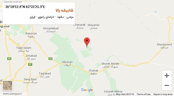 روستای شادیشه بالا بر روی نقشه