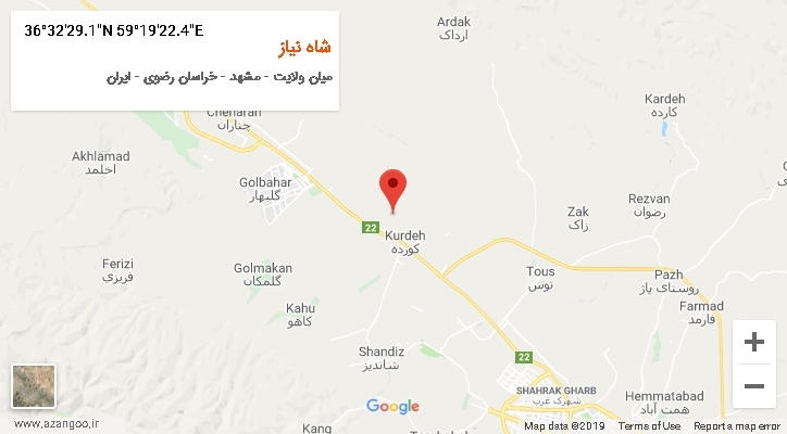 روستای شاه نیاز بر روی نقشه