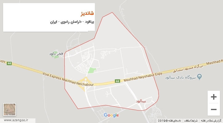 دهستان شاندیز بر روی نقشه