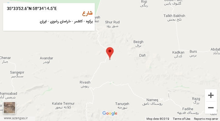 روستای شارع بر روی نقشه