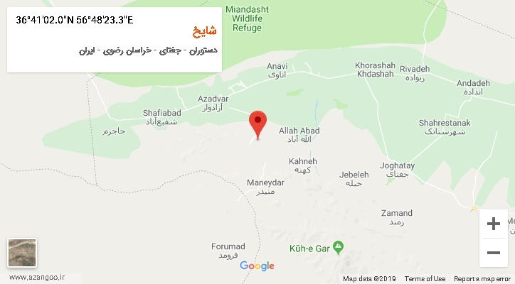 روستای شایخ بر روی نقشه