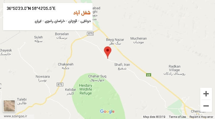 روستای شغل آباد بر روی نقشه