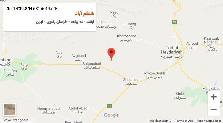 روستای شغلم آباد بر روی نقشه