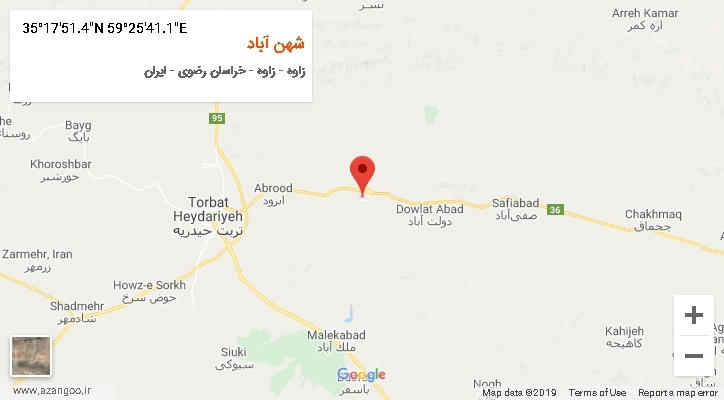 روستای شهن آباد بر روی نقشه
