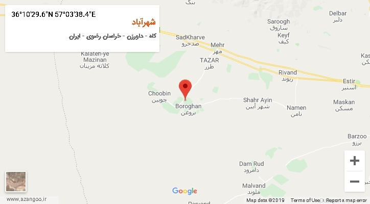روستای شهرآباد بر روی نقشه