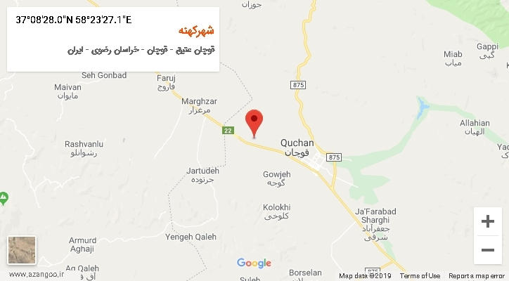 روستای شهرکهنه بر روی نقشه