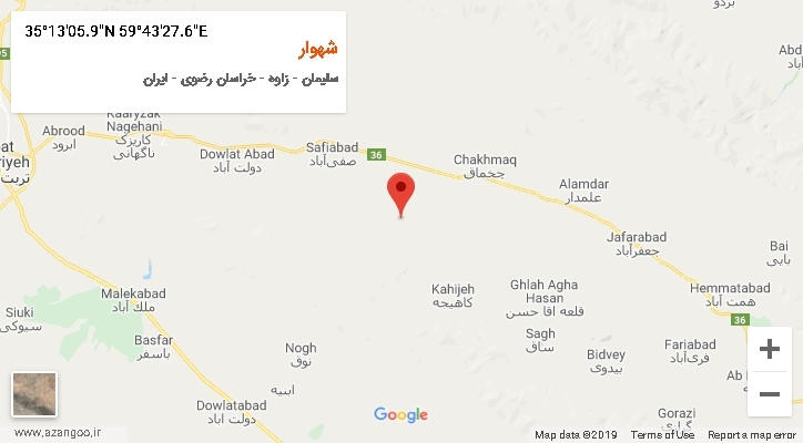 روستای شهوار بر روی نقشه