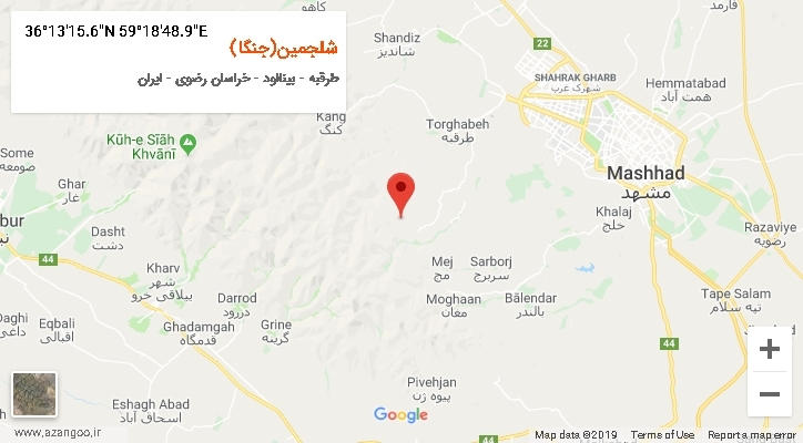 روستای شلجمین(جنگا) بر روی نقشه