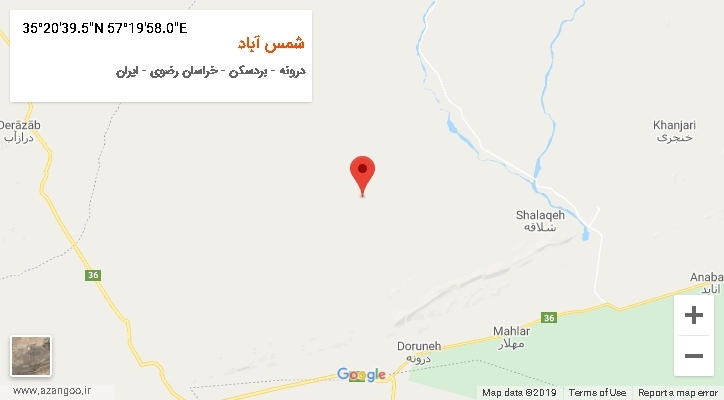 روستای شمس آباد بر روی نقشه