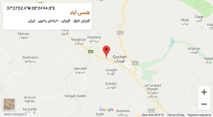 روستای شمس آباد بر روی نقشه