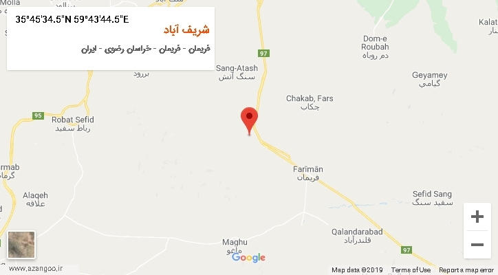 روستای شریف آباد بر روی نقشه