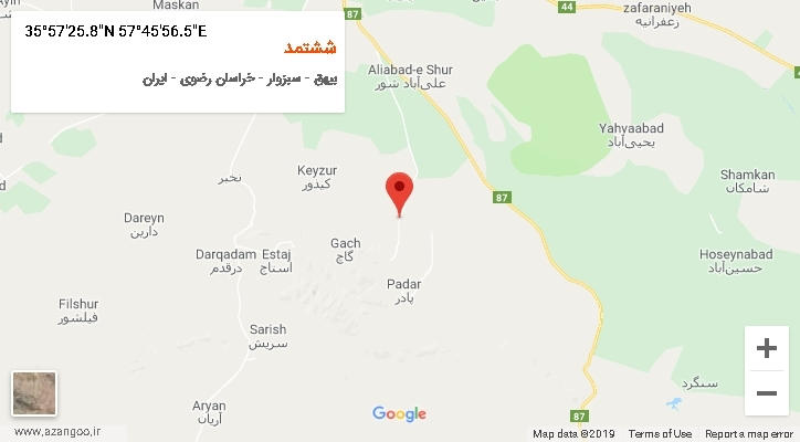 روستای ششتمد بر روی نقشه
