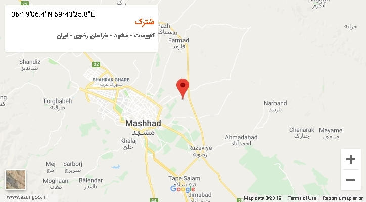 روستای شترک بر روی نقشه