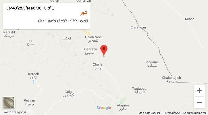 روستای شور بر روی نقشه