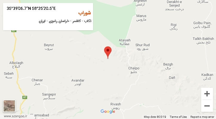 روستای شوراب بر روی نقشه