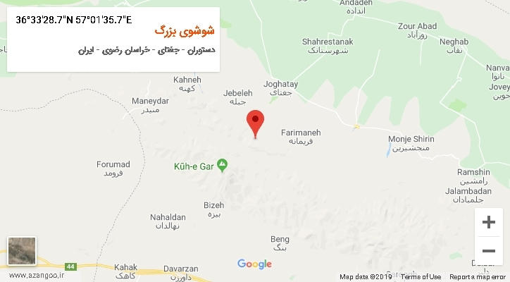 روستای شوشوی بزرگ بر روی نقشه