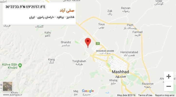 روستای صفی آباد بر روی نقشه