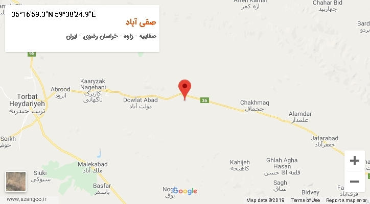 روستای صفی آباد بر روی نقشه
