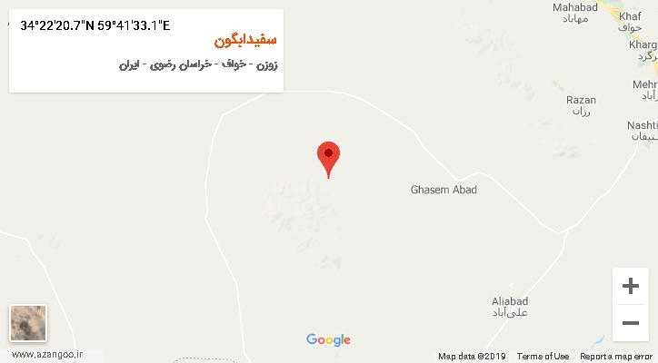 روستای سفیدابگون بر روی نقشه