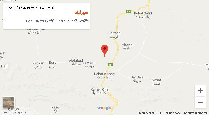 روستای شیرآباد بر روی نقشه