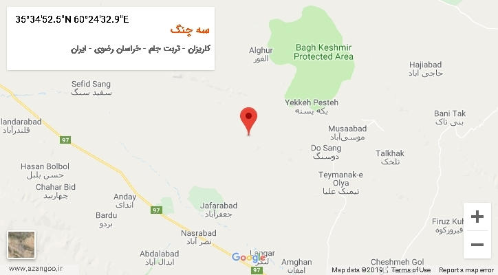 روستای سه چنگ بر روی نقشه
