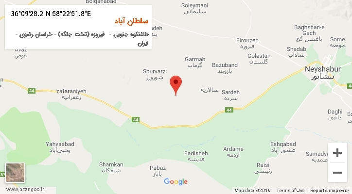 روستای سلطان آباد بر روی نقشه