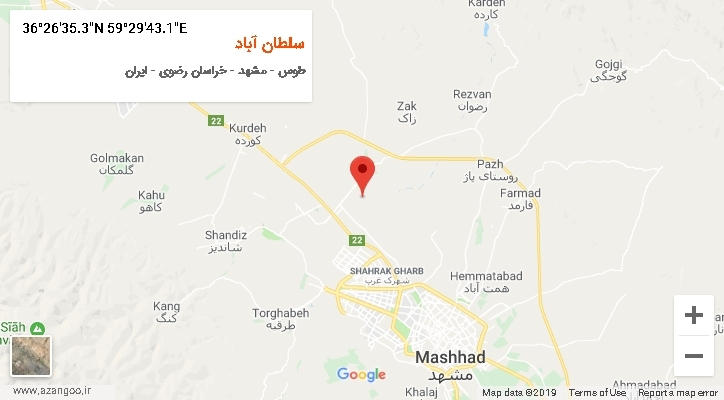 روستای سلطان آباد بر روی نقشه