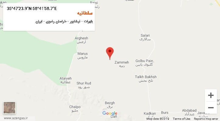 روستای سلطانیه بر روی نقشه
