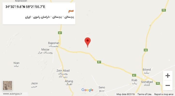 روستای سم بر روی نقشه