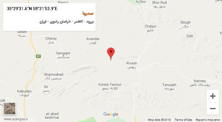 روستای سمبها بر روی نقشه