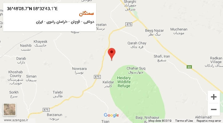 روستای سمنگان بر روی نقشه