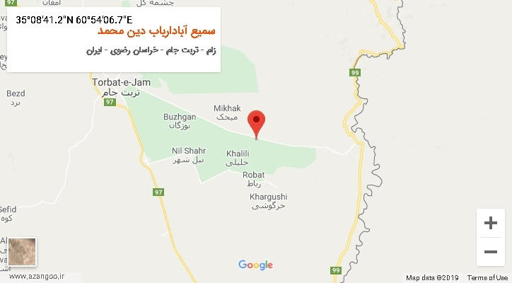 روستای سمیع آبادارباب دین محمد بر روی نقشه