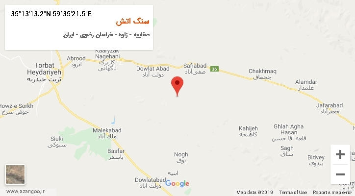 روستای سنگ اتش بر روی نقشه