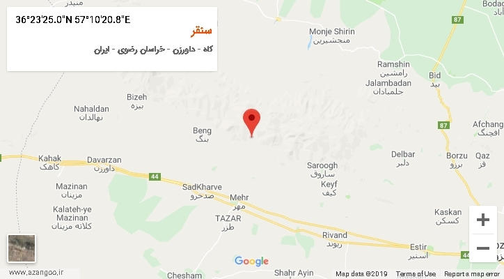 روستای سنقر بر روی نقشه