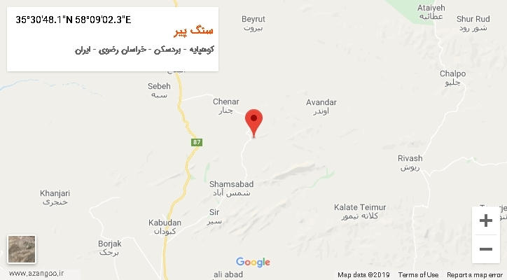 روستای سنگ پیر بر روی نقشه