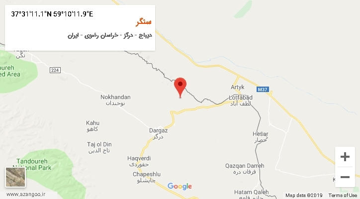 روستای سنگر بر روی نقشه